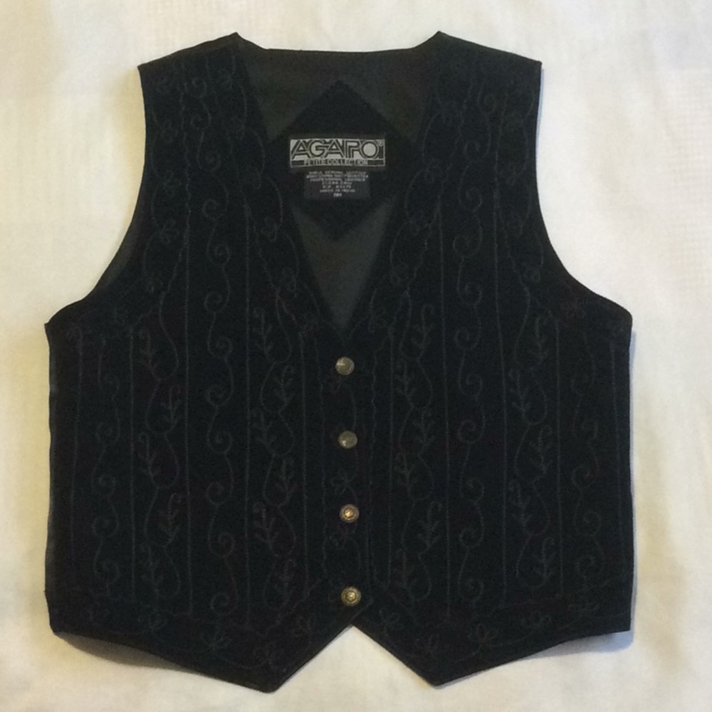 Vintage Black leather AGAPO Moto vest, EUC ❤️